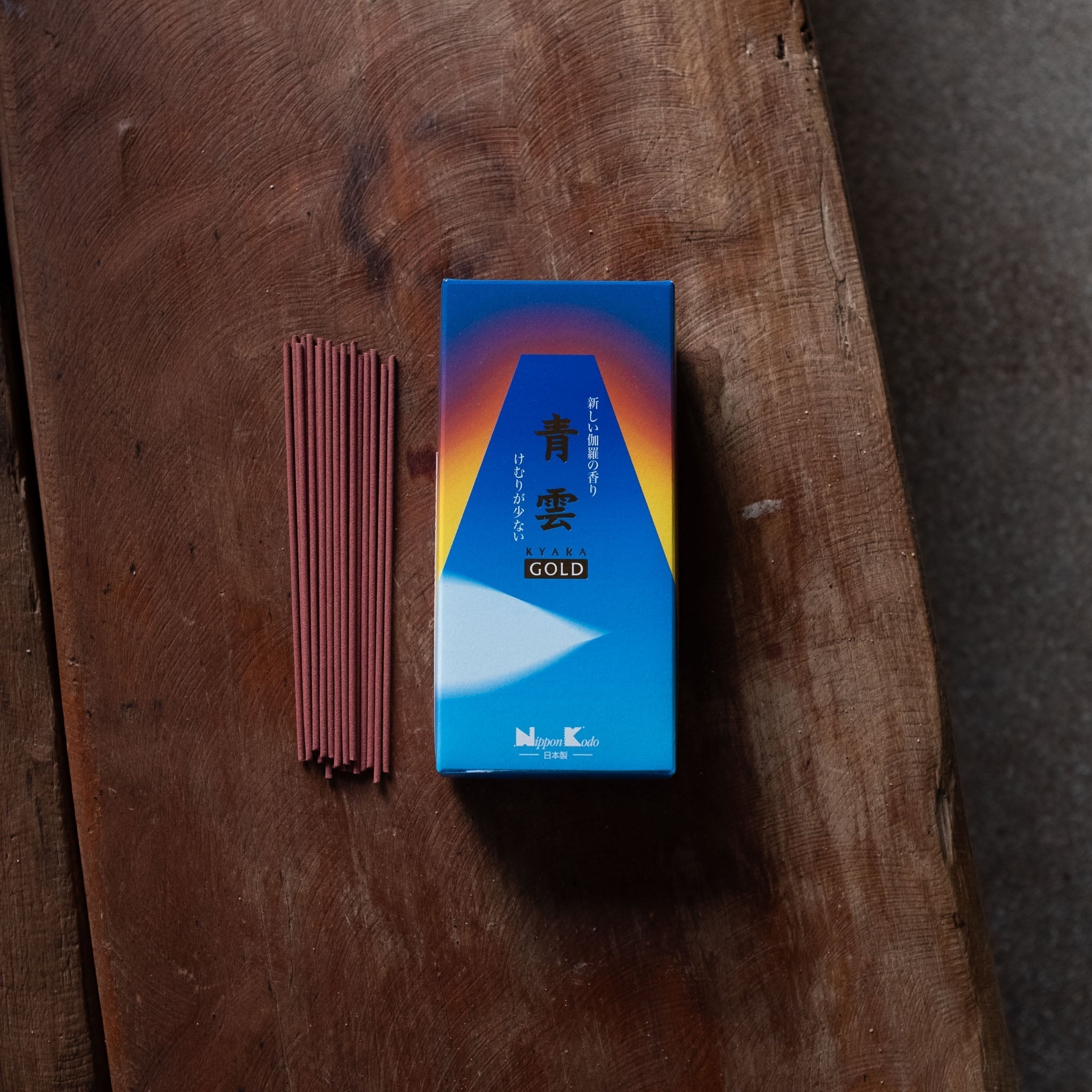Kyara Gold Incense by Sensing, a premium Japanese incense crafted from rare Kyara agarwood, offering refined, soothing aromas perfect for relaxation, meditation, and enhancing your space.