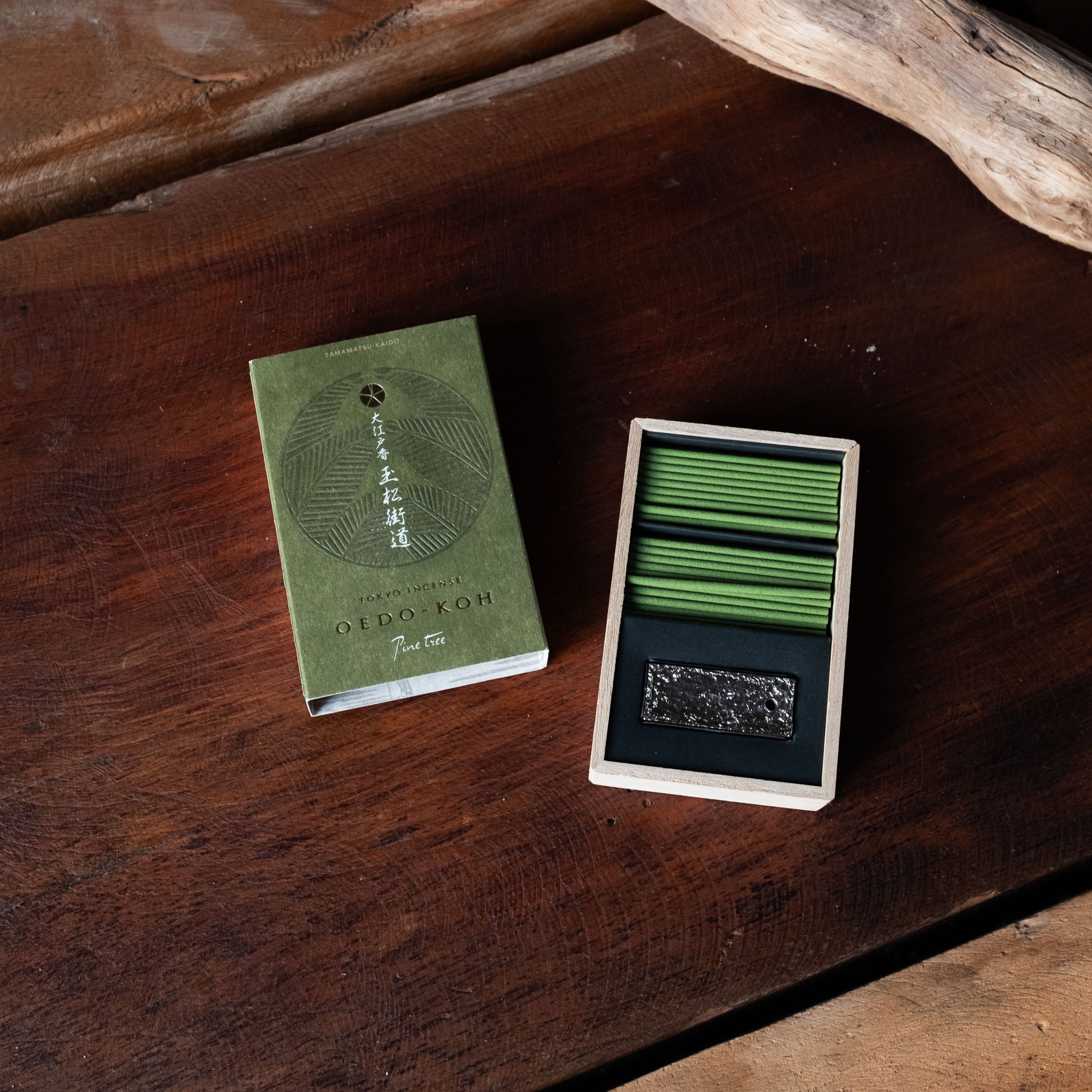 Nippon Kodo Oedo Koh Pine Incense, part of a premium collection of Japanese incense at Sensing, offering refined, soothing aromas perfect for relaxation, meditation, and enhancing your space