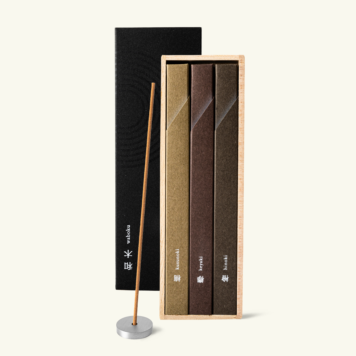 ★uri　KANOSUKE 3本セット Kousaido Waboku Japanese Incense Discovery Set | Hinoki, Keyaki