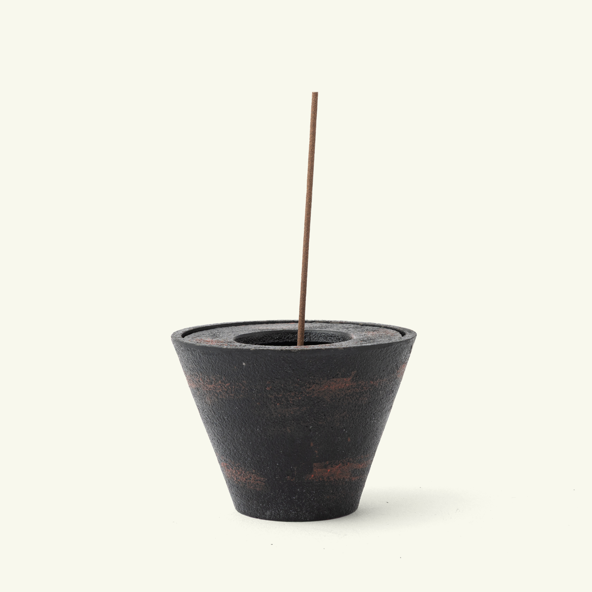 Suzu cast iron Japanese incense holder with white marble sand