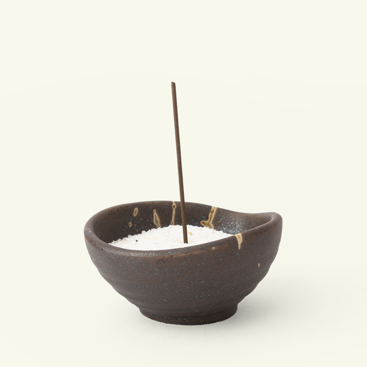 Ceramic Oribe Japanese Incense Holder With Marble Sand