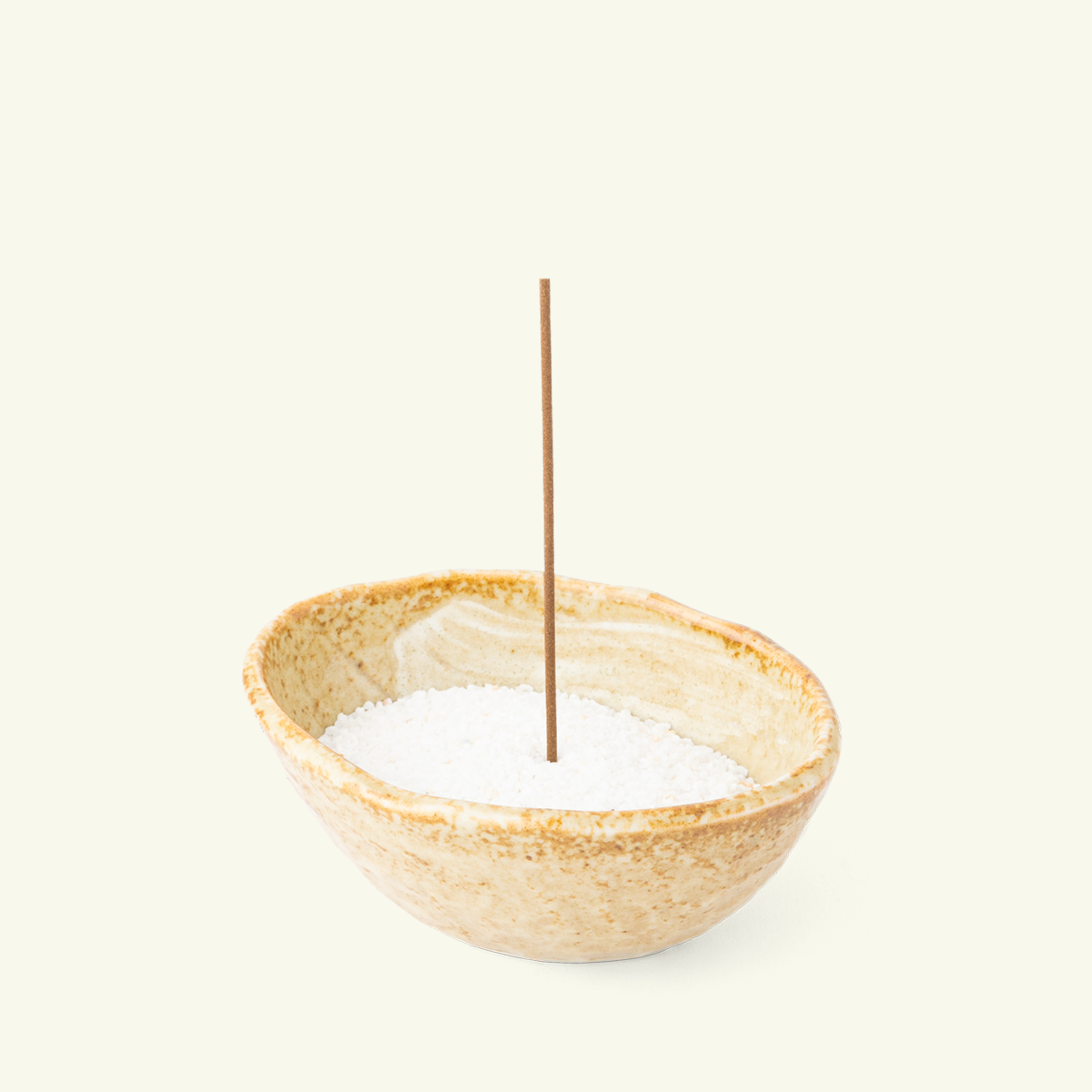 Ceramic Sienna Oribe Japanese Incense Holder with Marble Sand