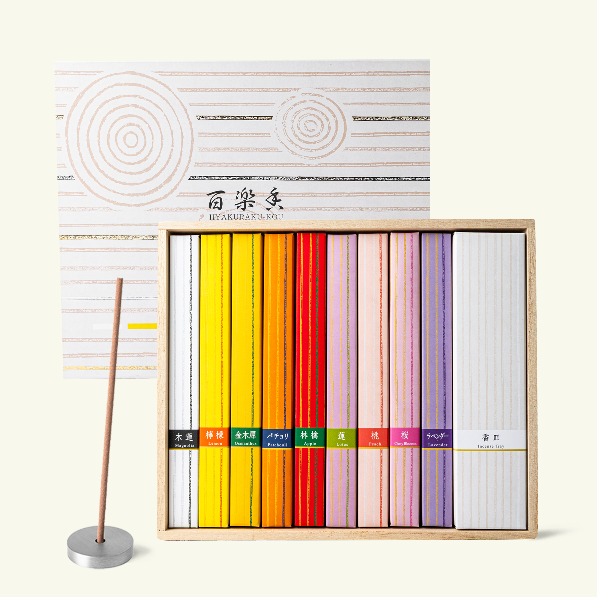 Kousaido Hyakurakuko Kashoku (Floral Candlelight) Japanese Incense Explore Set