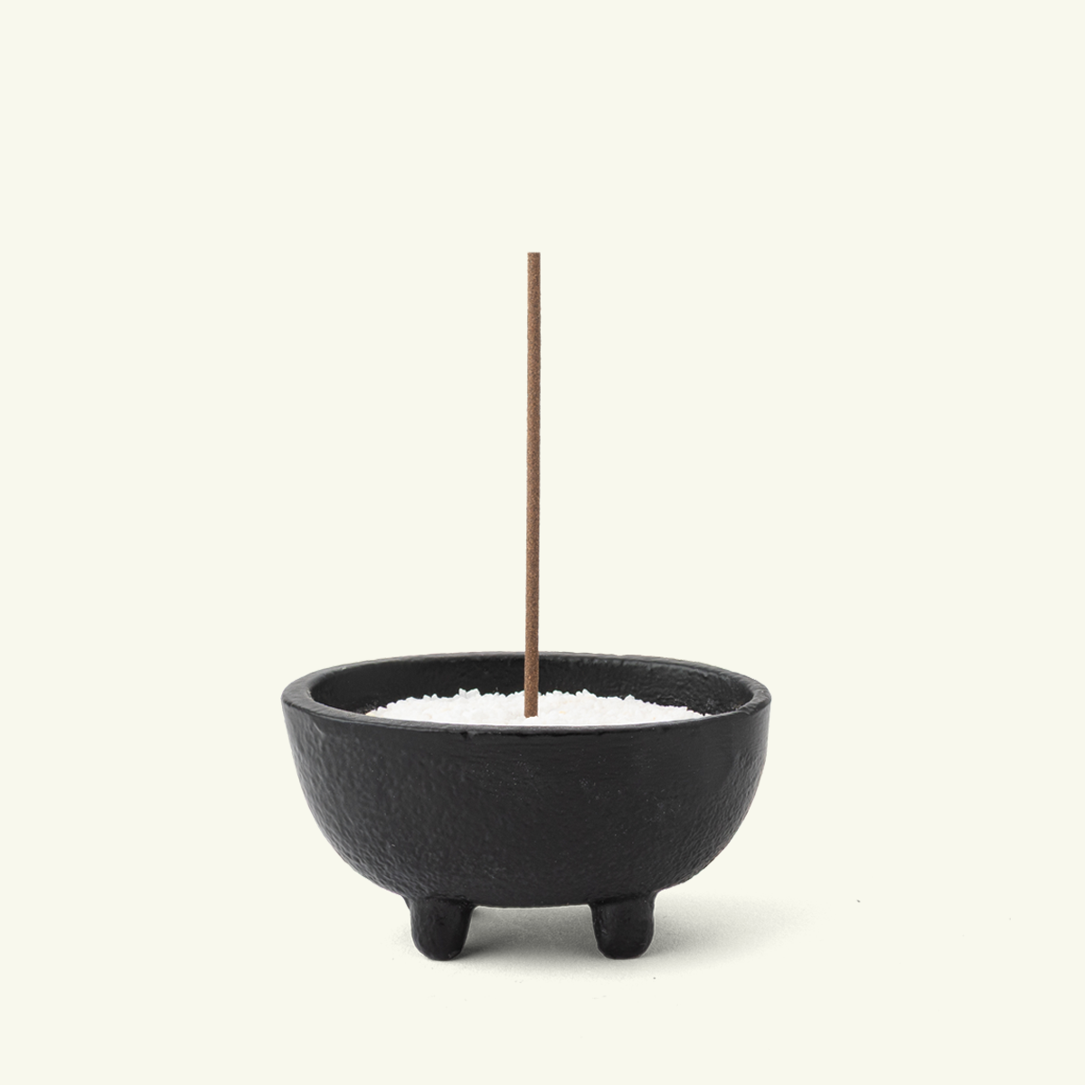 Tetsu cast iron Japanese incense holder with white marble sand