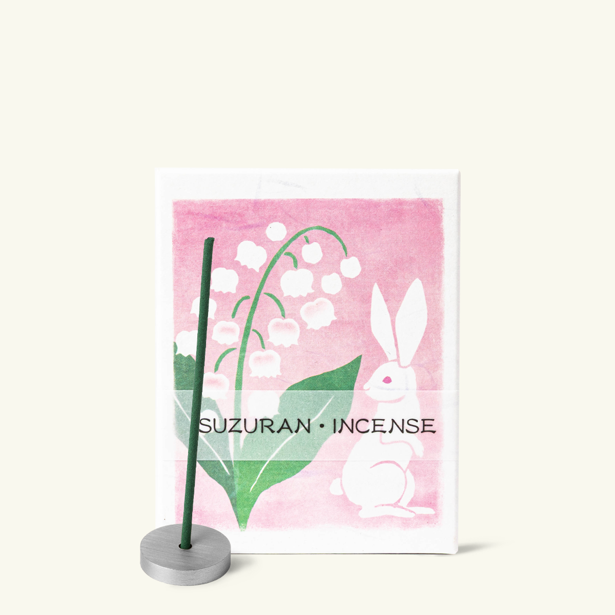 Kousaido Hanga Suzuran Japanese incense sticks with lily of the valley–inspired illustrated packaging, shown on a clean white background