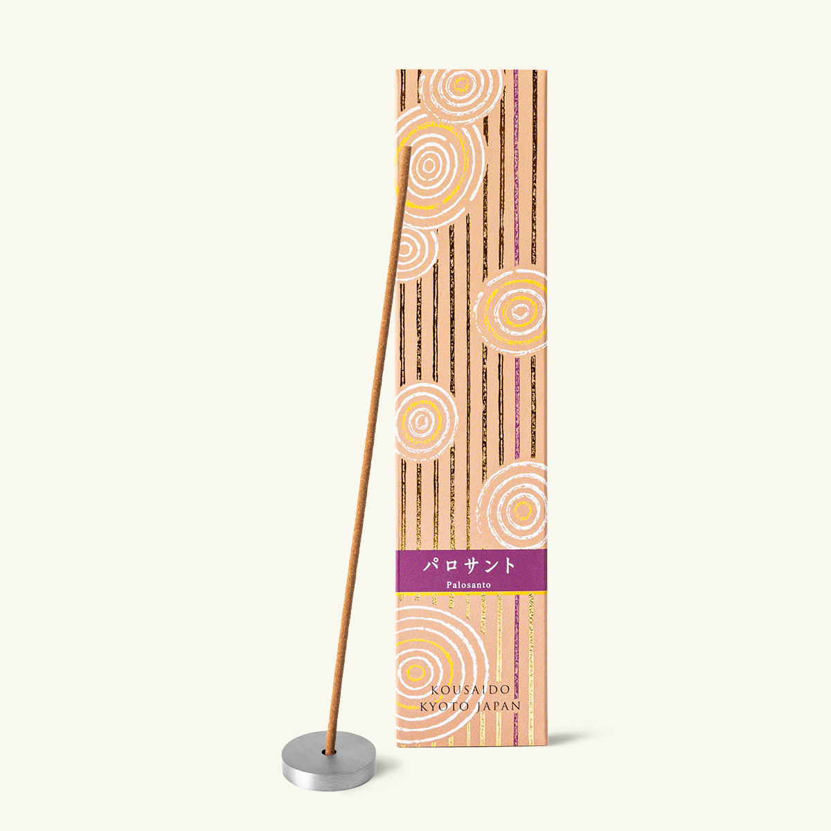 Kousaido Hyakuraku-Kou Palo Santo Japanese incense sticks with warm creamy wood and subtle citrus notes.