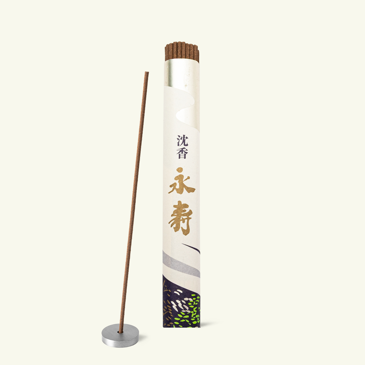 Nippon Kodo Eiju Jinkoh Aloeswood Japanese incense roll with approximately 430 sticks, featuring a rich woody aloeswood fragrance with warm patchouli notes for meditation, relaxation and daily rituals