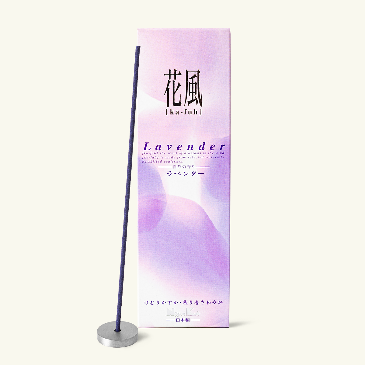 Nippon Kodo Ka-Fuh Lavender Japanese incense sticks with packaging, 120 sticks, calming floral herbal fragrance
