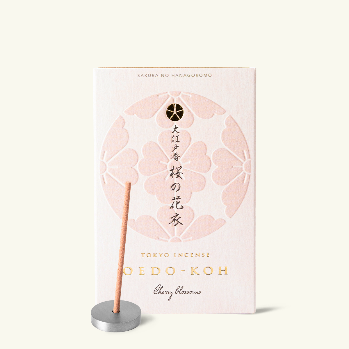 Incense stick by Nippon Kodo Oedo koh collection with a decorative box featuring cherry blossom design on a white background