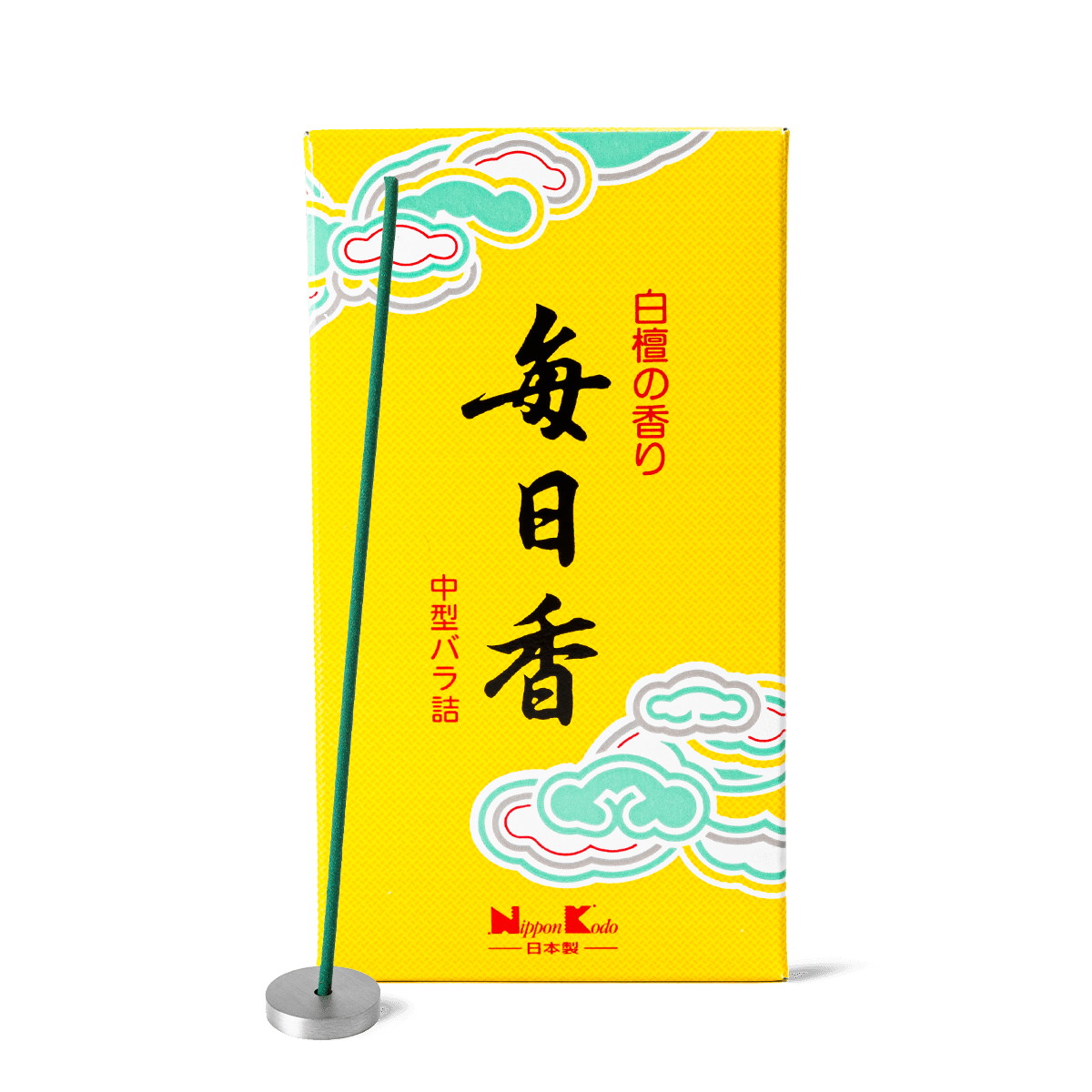 Mainichi Koh Sandalwood Incense by Nippon Kodo with rich, earthy, and slightly spicy sandalwood fragrance. Premium Japanese incense for creating a calming atmosphere in your home by Sensing