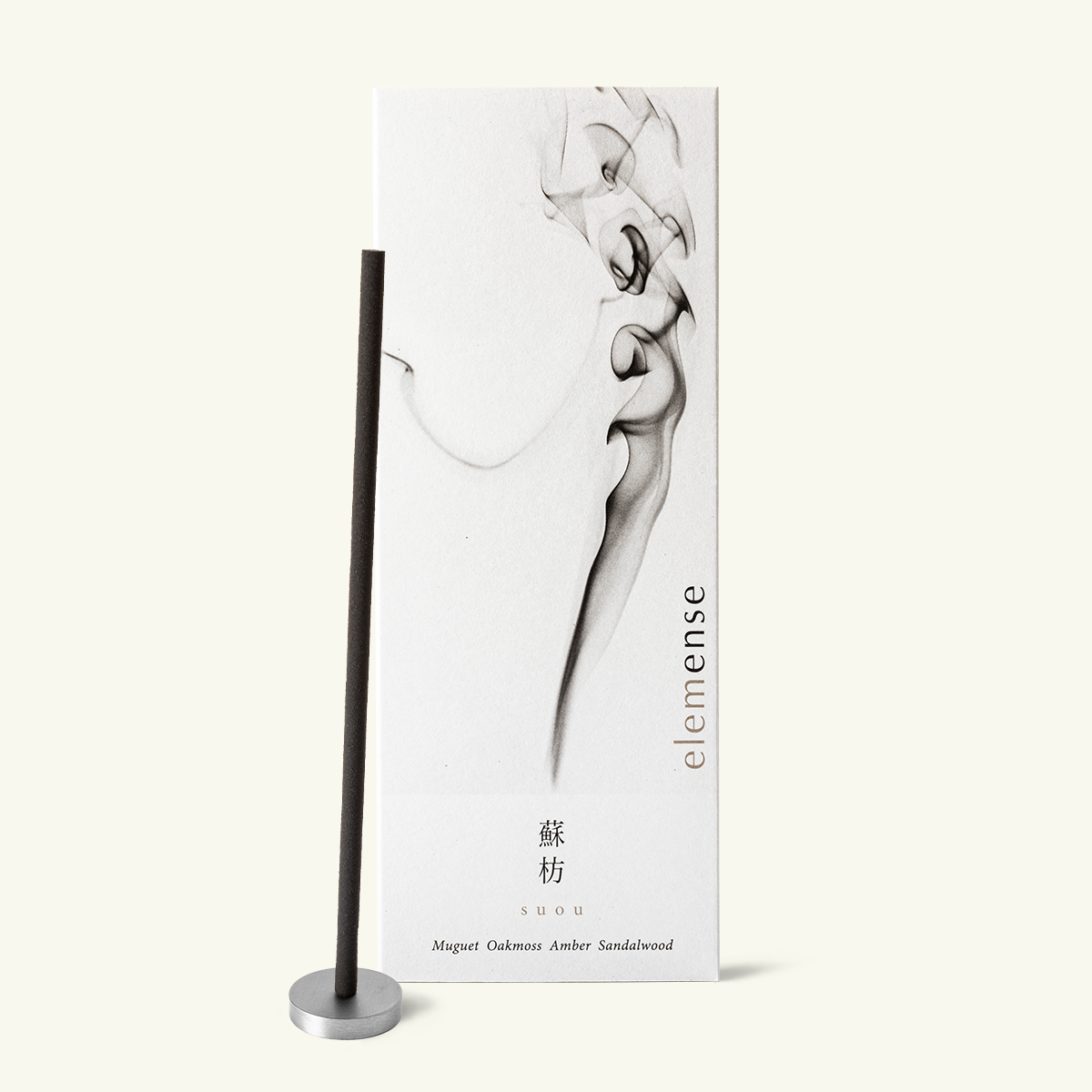 Elemense Suou Wood Japanese incense sticks by Nippon Kodo, woody amber blend of muguet, oakmoss, amber and sandalwood, 40 sticks with holder