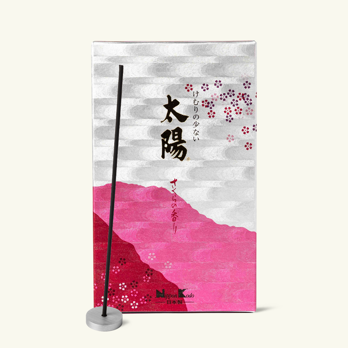 Nippon Kodo Taiyo Sakura cherry blossom incense sticks in traditional Japanese packaging with a light floral aroma and low smoke burn.